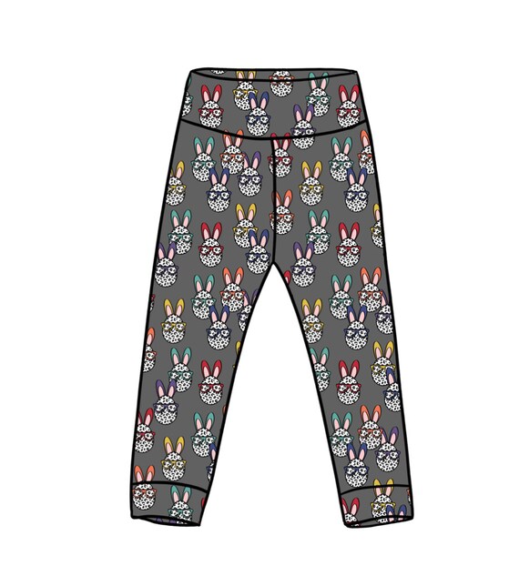 Leopard Easter Bunny Leggings Kids Easter Egg Leggings Cute Baby