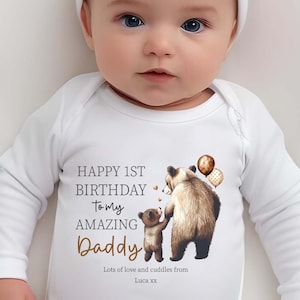 Alles Gute zum 1. Geburtstag als mein Papa liebe dich viele Baby Body Babygrow, personalisiert, Geschenk zum 1