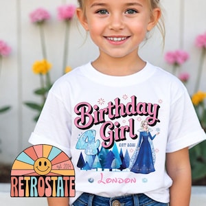 Personalised Princess Birthday Girl T-Shirt – Custom Name and Age Fairy Tale Tee for Girls’ Birthday Celebration Any Age