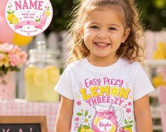 Personalised 3rd Birthday Shirt Girl, Girls Third Birthday Outfit, Pink Lemonade Birthday Tee, Custom Birthday Top UK