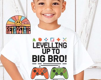 Levelling Up to Big Brother Shirt - Big Brother Toddler Shirt - Big Bro Toddler Tee - Best Sibling T-Shirt - Big Brother Announcement