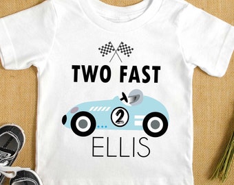 Two Fast Birthday Shirt, Vintage race car t shirt, 2nd birthday shirt, Racing birthday shirt, Vintage race car party, Shirt for birthday boy
