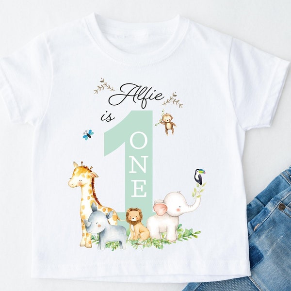 Premier anniversaire, chemise pour garçons 1er anniversaire, 1er anniversaire de garçons, chemise Mon 1er anniversaire pour garçons, anniversaire d'animaux de zoo, t-shirt Wild One