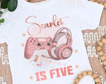 Gamer Girl Shirt, Gamer Birthday Girl, ANY AGE Birthday Shirt, Gamer Party,  Gamer Theme Party, Custom Video Game Tee, Gamer Family Matching