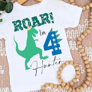 Dino 4th Birthday, Roar I&#39;m 4 Shirt, Roar I&#39;m Four,  Roar i&#39;m 4 personalized ,  Dinosaur Forth, Birthday Shirt, Dinosaur Birthday Party,
