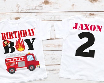 Fire Engine Birthday Shirt - Birthday Boy Shirt 2nd Birthday Boy Shirt  Second Birthday Shirt - Fireman Birthday 0054