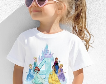 Personalised Birthday Girl Shirt with Princess Design | Custom Name & Age Tee for Girls | Birthday Outfit Gift Idea for Any Age