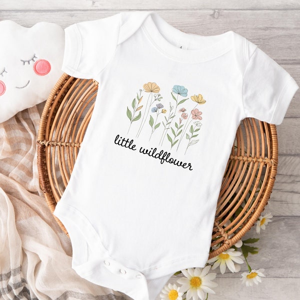 Little Wildflower, Flower Baby Shirt, Baby Bodysuit,  Boho Baby Girl Clothes, Baby Girl Outfit, Boho Baby Clothes, Girl's Baby Shower Gift