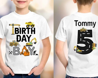 5 Construction Digger Birthday Shirt Custom Name Construction Theme Boys Birthday Shirt 5 Today Shirt