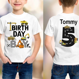 5 Construction Digger Birthday Shirt Custom Name Construction Theme Boys Birthday Shirt 5 Today Shirt