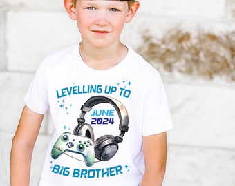 Big Brother Shirt, Leveling Up To Big Brother Personalized Shirt, Gamer Big Brother Announcement Shirt, Video Game Pregnancy Announcement