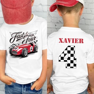 Fast four birthday, Fast and four shirt, Vintage race car birthday, Race car birthday, Boy 4th birthday shirt, 4th birthday shirt boy