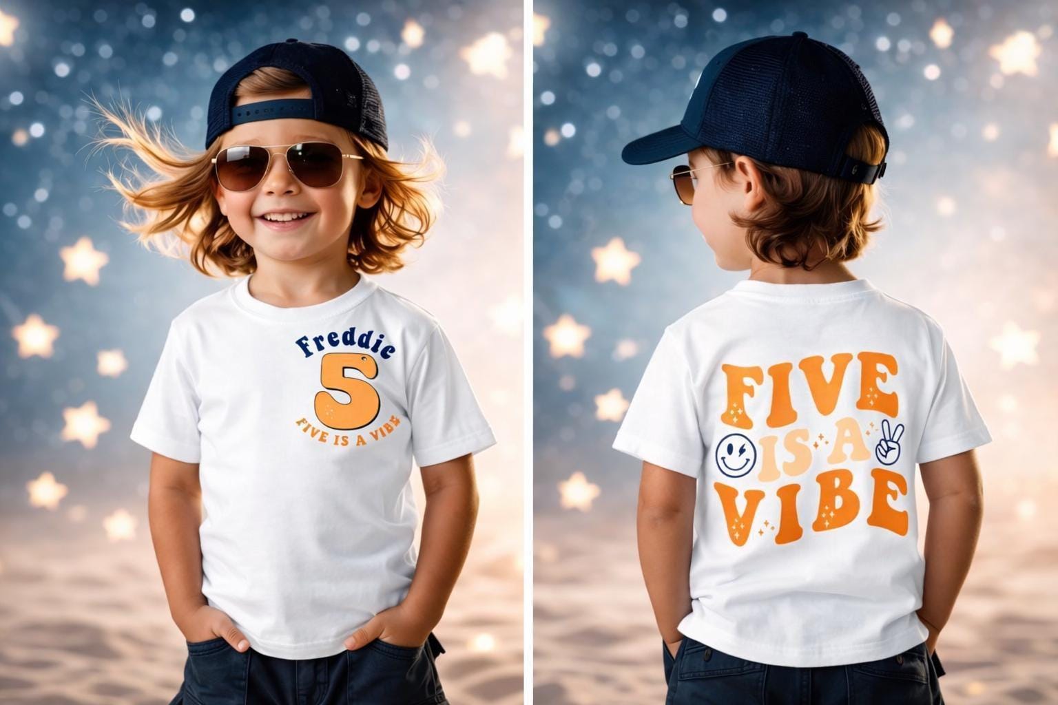 Personalised 5th Birthday Shirt, Five Is A Vibe T-Shirt, Age 5 Birthday Boy Top, Retro Kids Birthday Tee