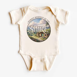 Adorable Shire Baby Bodysuit for Fantasy Lovers, Newest Hobbiton Resident Baby Outfit, Whimsical Nature-Inspired Baby Shower Gift