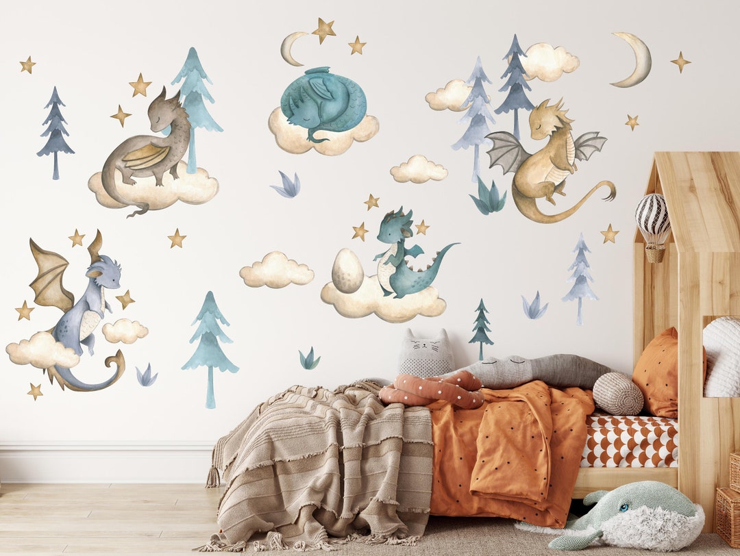 3D Dragon Wall Decal Sticker – Cartoon Baby Dragon Design, Pack Of 2, Easy Peel & Stick - View #7