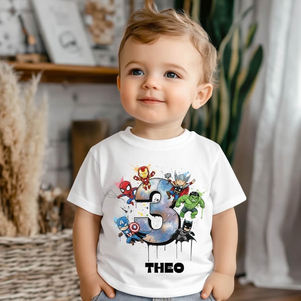 Superhero Age Any Age or Name Birthday Shirt – Personalized Kids Tee