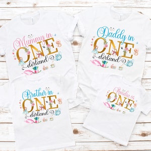 Alice in Onederland Birthday Family Shirts, Daddy and Me, Alice in Wonderland Birthday Shirt, Birthday Matching Shirt RTS0017