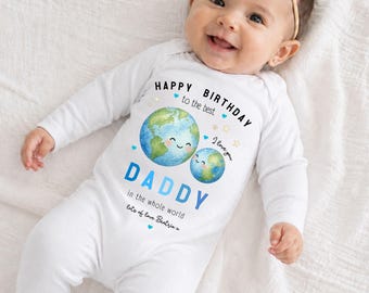 Happy Birthday Daddy Baby Romper Personalised Gift From Baby Worlds Best Dad Bodysuit Sleepsuit New Dad Gift Dad Keepsake Gift