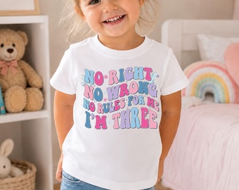 No Rules For Me I'm Three Shirt, Girls 3rd Birthday Shirt, Retro Groovy Snowflake Birthday Tee, Toddler Birthday Outfit, Cute Kids Top