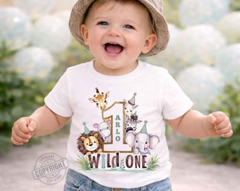Wild One Shirt, Wild One Outfit, 1st Birthday Outfit Boy Girl, Safari Birthday Shirt, Jungle Animals Birthday Tee, Personalised Name