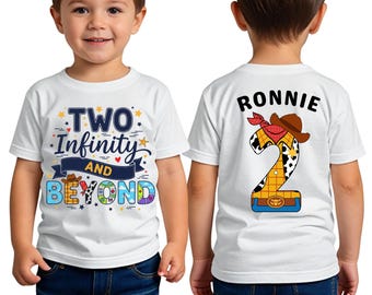 Personalised 2nd Birthday “Two Infinity & Beyond” Shirt – Custom Name Tee
