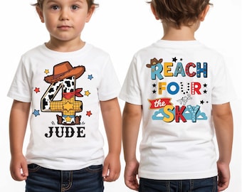 Reach Four The Sky Birthday Shirt 4th Birthday Tee, reach four the sky, 4th birthday shirt, Woody 4th Birthday