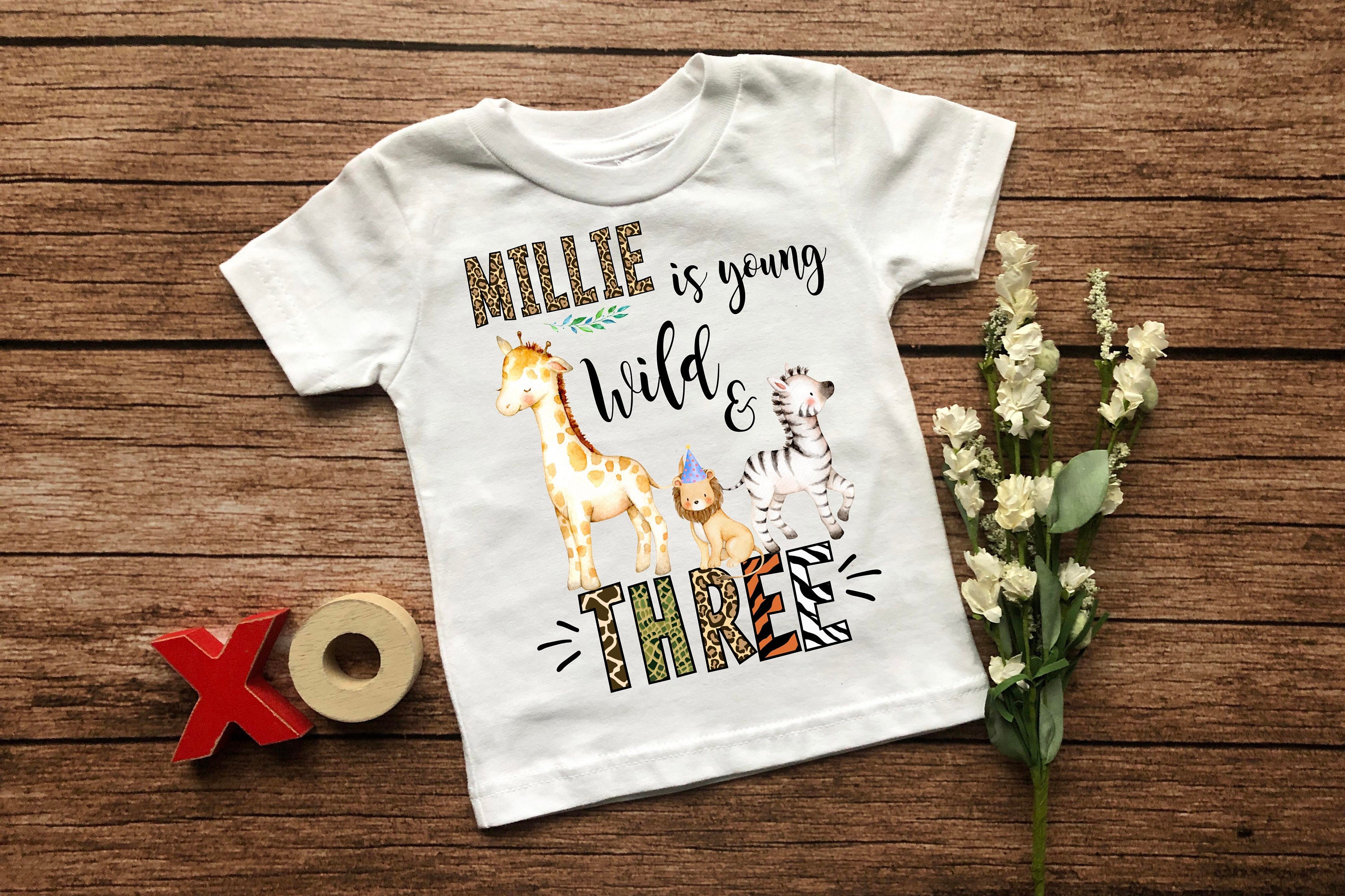 Young Wild and Three Birthday Shirt Safari Birthday Shirt Boys | Etsy