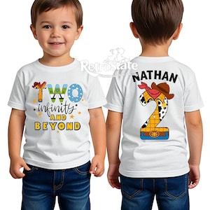 Two Infinity and Beyond Shirt, 2nd Birthday Shirt, Personalized Kids T-Shirt, Space Theme Birthday Tee, Custom Name Shirt for Toddlers