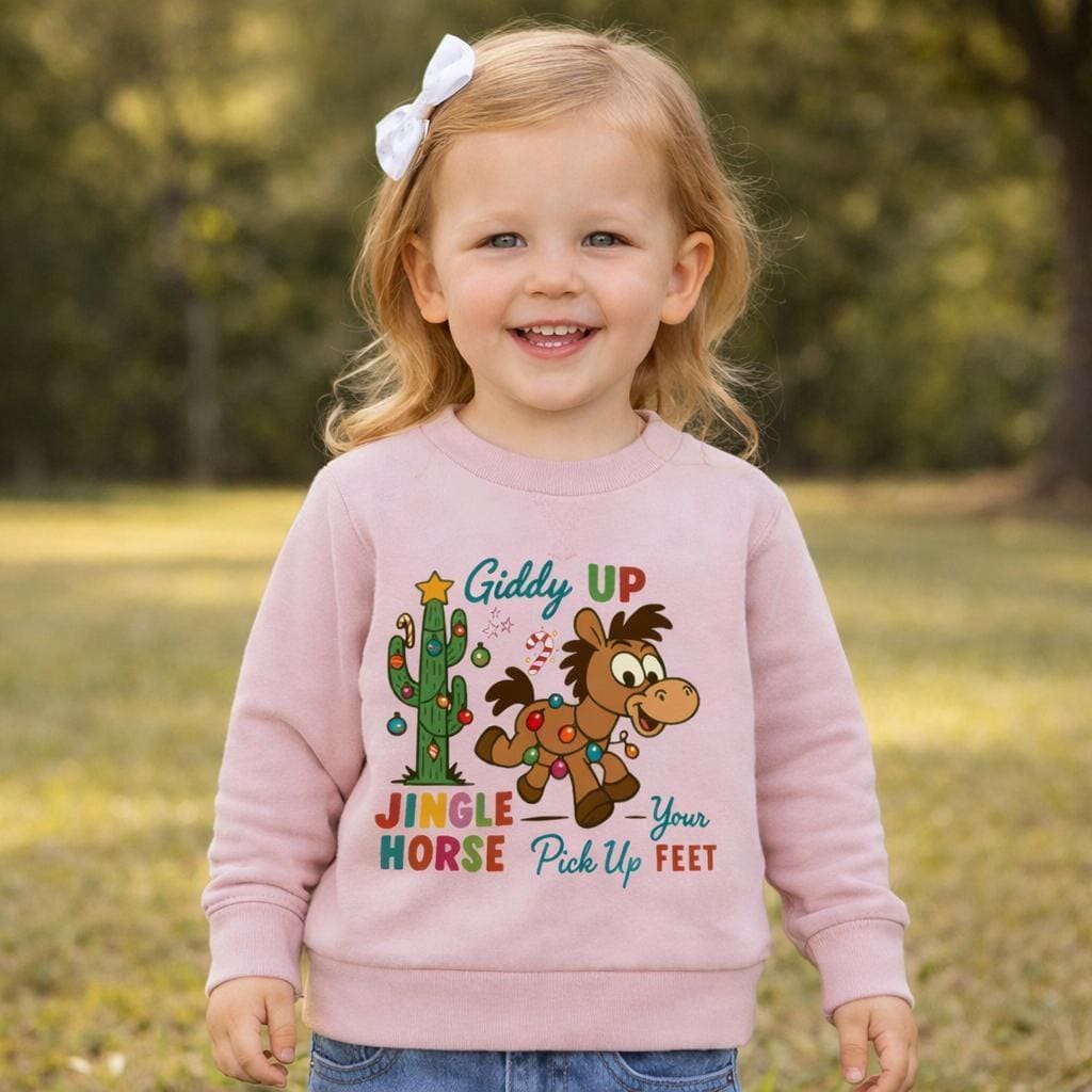 Giddy Up Jingle Horse Sweatshirt - Toddler Holiday Horse Jumper
