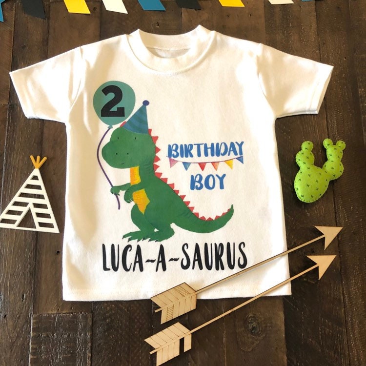 Dinosaur 2 Shirt Birthday Two Bday Second Birthday Shirt Toddler Boy/Girl 