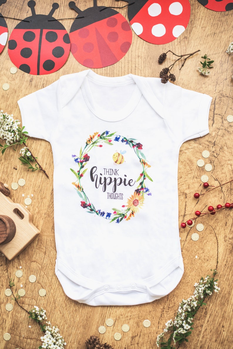 Think Hippie Thoughts Hippie Baby Shower Gift Organic hippie Etsy