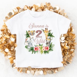 Zwei Jahre altes Safari Shirt, Zootier Mädchen, 2. Geburtstag Shirt, zweiter Geburtstag Shirt, 2 wilde Party, 2 wilde Shirt, zweites Geburtstagsgeschenk