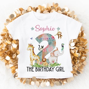 Personalised Two Wild Shirt Zoo Animal Birthday Girls Second Birthday Shirt, The Birthday Girl Shirt 2nd Birthday Party Safari  RTS0007