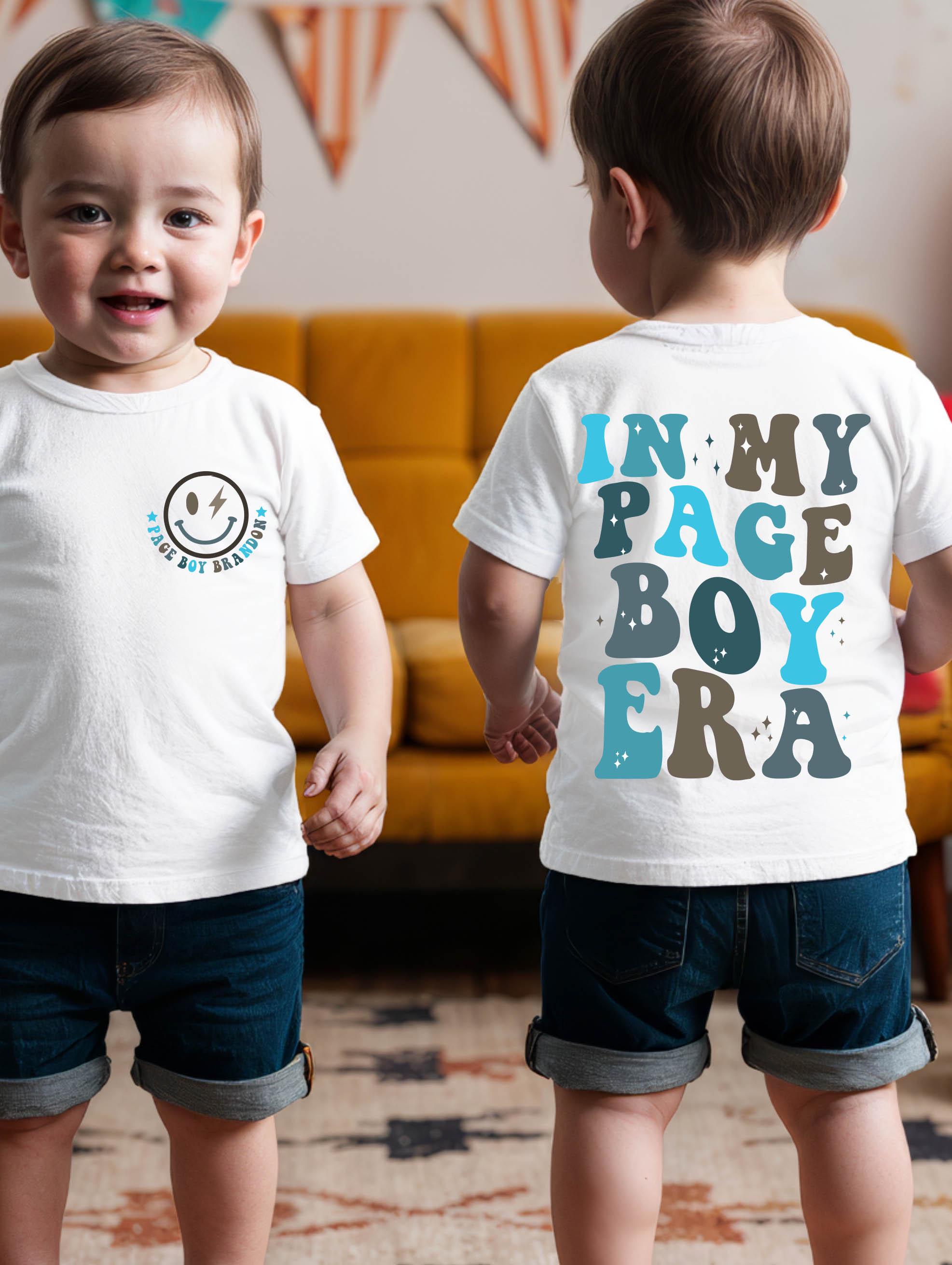 パーティーボーイページ 名前入りページボーイTシャツ - 子供用ウェディングパーティーシャツ