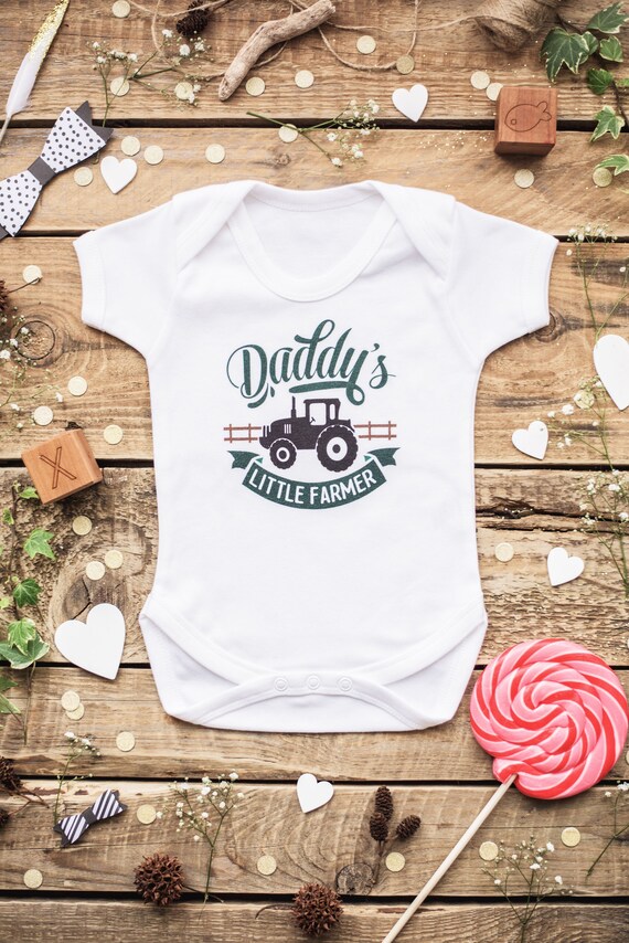 Daddy S Little Farmer Baby Tractor Country Boy New Dad Shower Gift Shirt Buddy Clothes