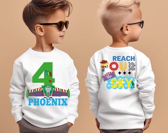 Reach Four The Sky Birthday Shirt 4th Birthday Sweater  Forth Birthday Jumper