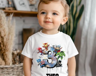 Superhero Age Any Age or Name Birthday Shirt – Personalized Kids Tee