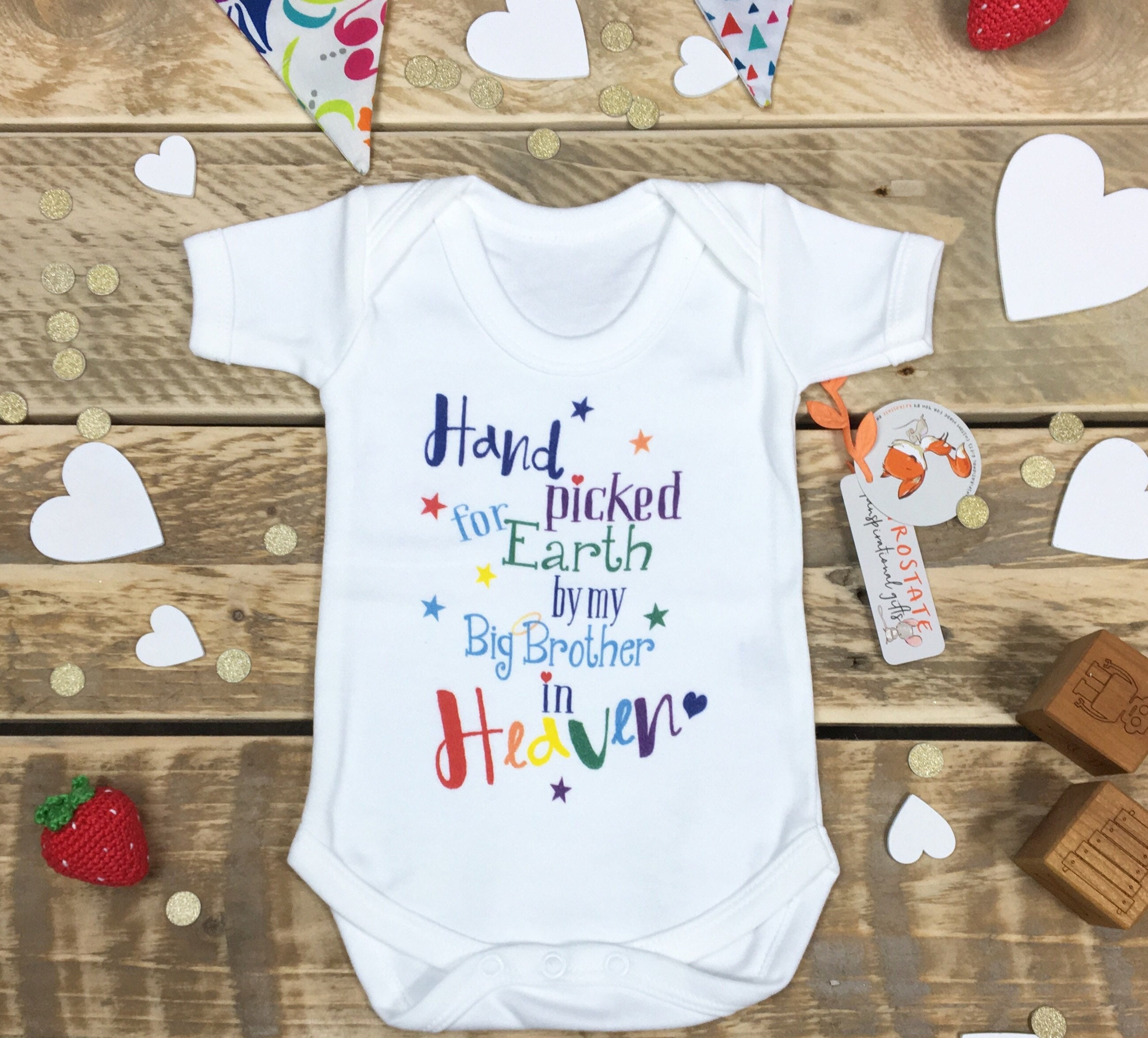 Hand Picked For Earth By My Sister Who Is In Heaven Rainbow Baby Grow 