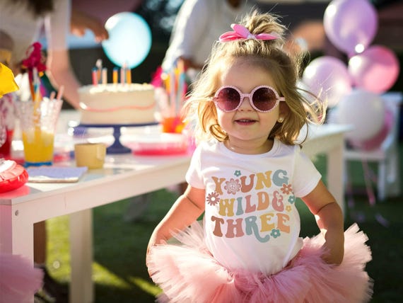 "Young Wild And Three" Girls 3rd Birthday Shirt - Toddler Birthday Outfit - View #13