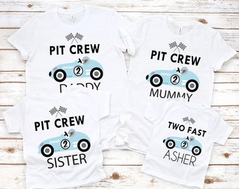 Two Fast Birthday Shirt, Race car theme birthday shirt, Pit crew toddler, Retro race car birthday,  pit crew shirts