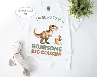 Roarsome Big COUSIN T-Shirt, I'm going to be a Big Cousin, dinosaur tshirt, Baby announcement idea, Nephew pregnancy Announcement, Boys Dino