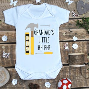 Grandad&#39;s little helper Shirt  New Grandpa Gift Organic Baby Clothes Joiner Grandad Grandchild Gift New Grandparents Cute Toddler Clothes