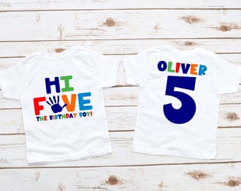 Birthday Boy shirt, Boy Birthday Shirt  Five Year Old Birthday Boy High Five Shirt Boys 5th birthday Hi five shirt, 5 Today Shirt