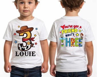 Custom Birthday Shirt - "You've Got a Friend Who's Three" - Personalized Kids Birthday T-Shirt - Retro-Inspired Birthday Outfit