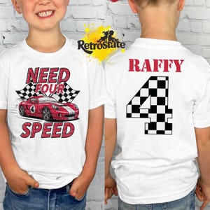 Need Four Speed Race Car 4th Birthday Shirt Boy Vintage Red Race Car 4th Birthday Party