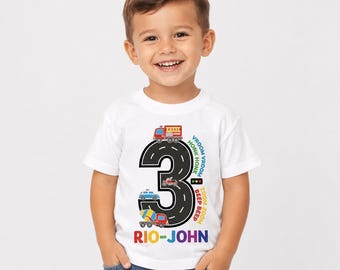 Personalised Car Birthday shirt, BOYS Personalized, Birthday Gift, Custom Transport, Birthday Shirt, Custom Birthday,  Keepsake T-shirt