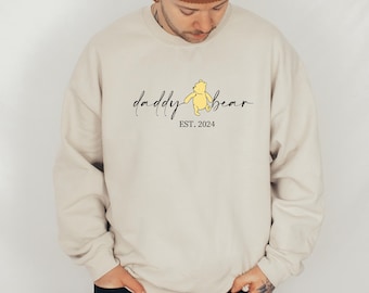 Daddy Bear Sweatshirt, Classic Winnie the Pooh,  Dad to Be, Pregnancy Reveal, Sweatshirt - Custom Unisex, Perfect Baby Shower Gift