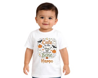 Niedlich zum Knochen-Halloween-Shirt-personalisierte Kleinkind-Skelett-T-Shirt Kundenspezifische Kinder-gruselige Kürbis-Geist-Baby-Bodysuit-erstes Halloween-Outfit