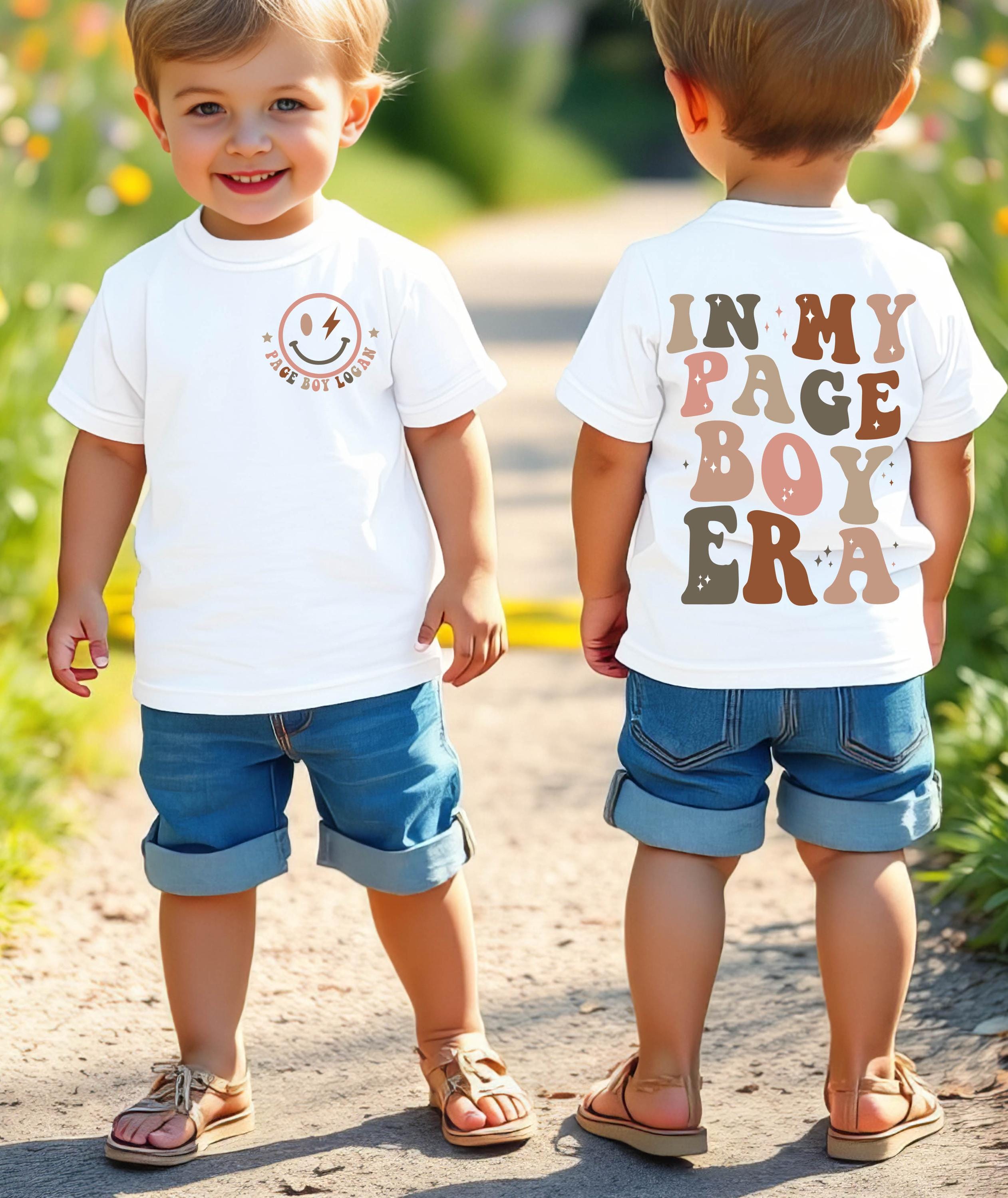 名前入りページボーイTシャツ - 子供用ウェディングパーティーシャツ