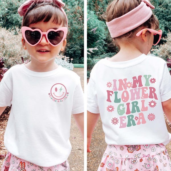 Chemise pour tout-petits à l'époque des petites filles d'honneur, chemise de fille d'honneur personnalisée avec nom, t-shirt de fête de mariage pour proposition de demoiselle d'honneur, fête de mariage